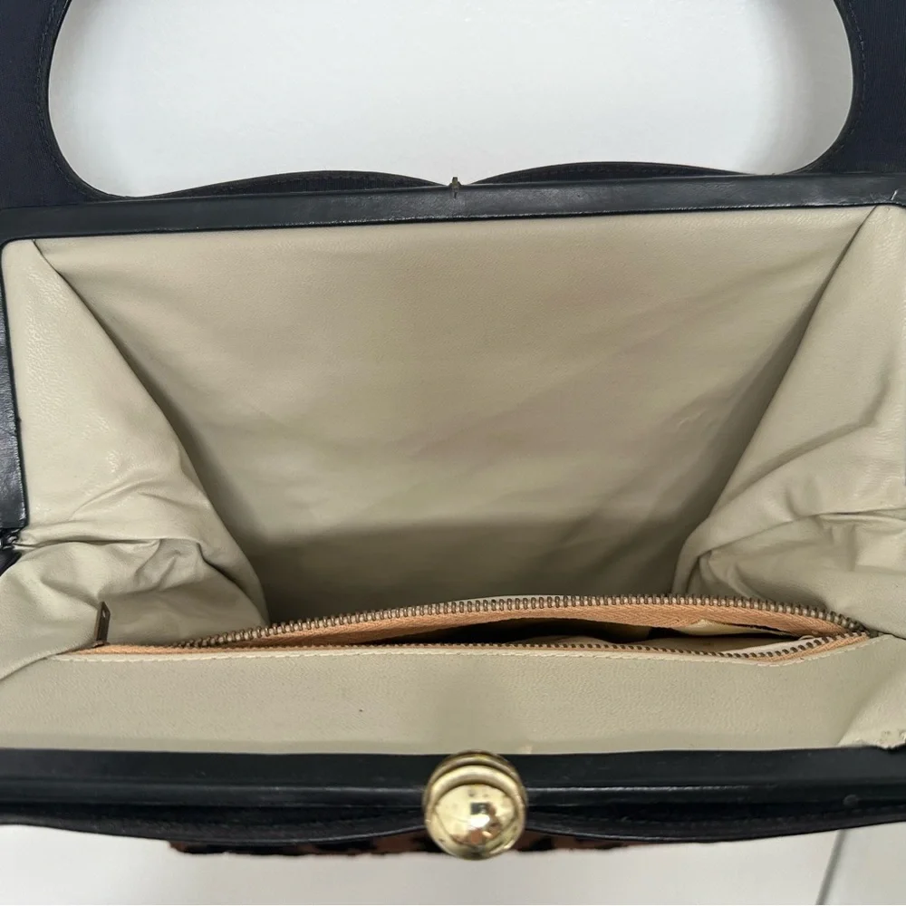 Vintage Tapestry Satchel Handbag in Brown & Black GUC - Picture 8 of 12